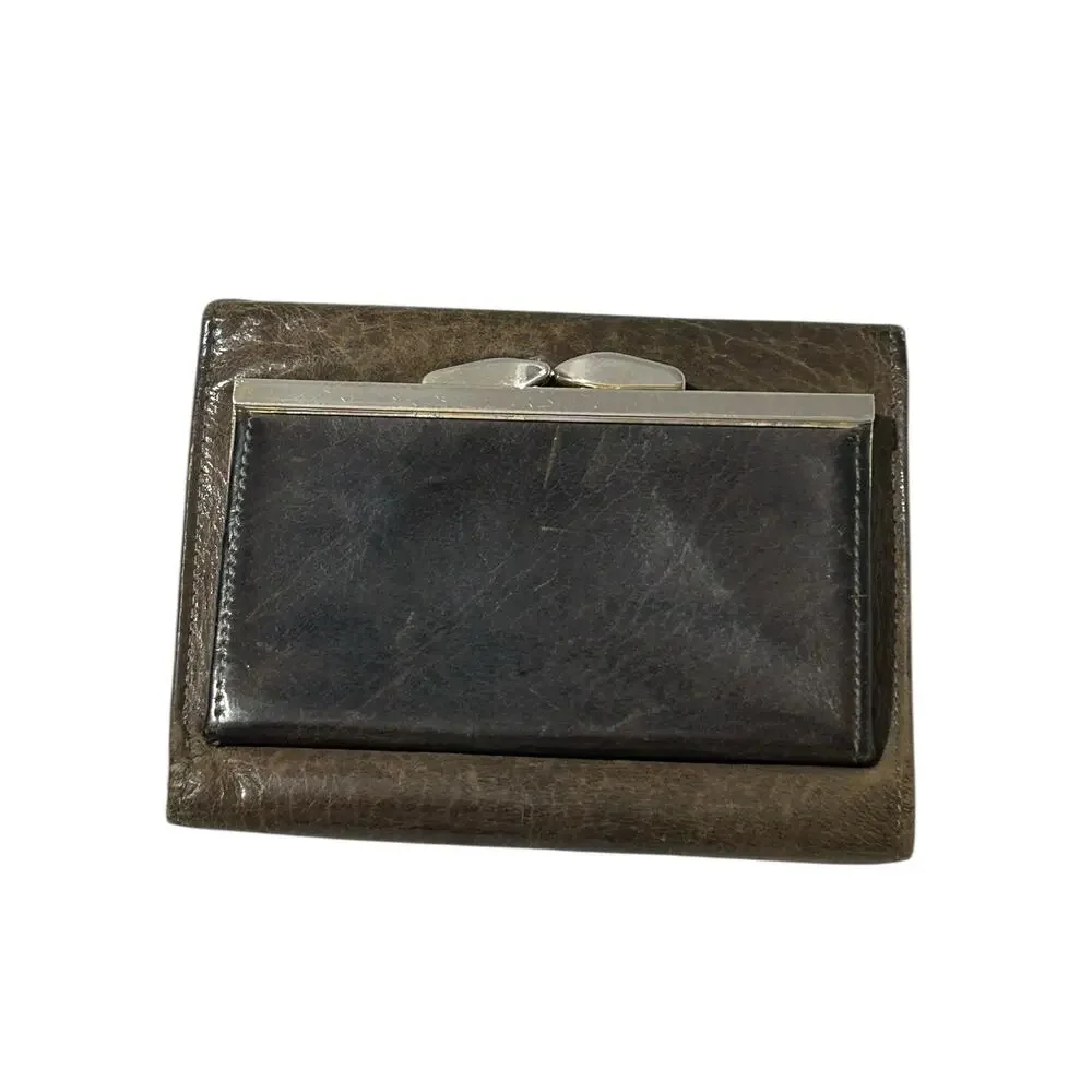 Le Baron MCM Genuine Buffalo Calf Leather Coin Wallet Ladies Change Holder Brown
